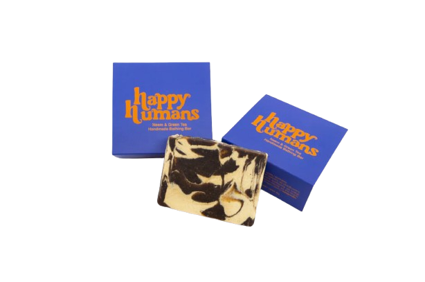 Happy Humans Gift Set - Neem & Green Tea Bathing Bar, Blue'd my Mind Lip Balm and Vanilla Body Oil