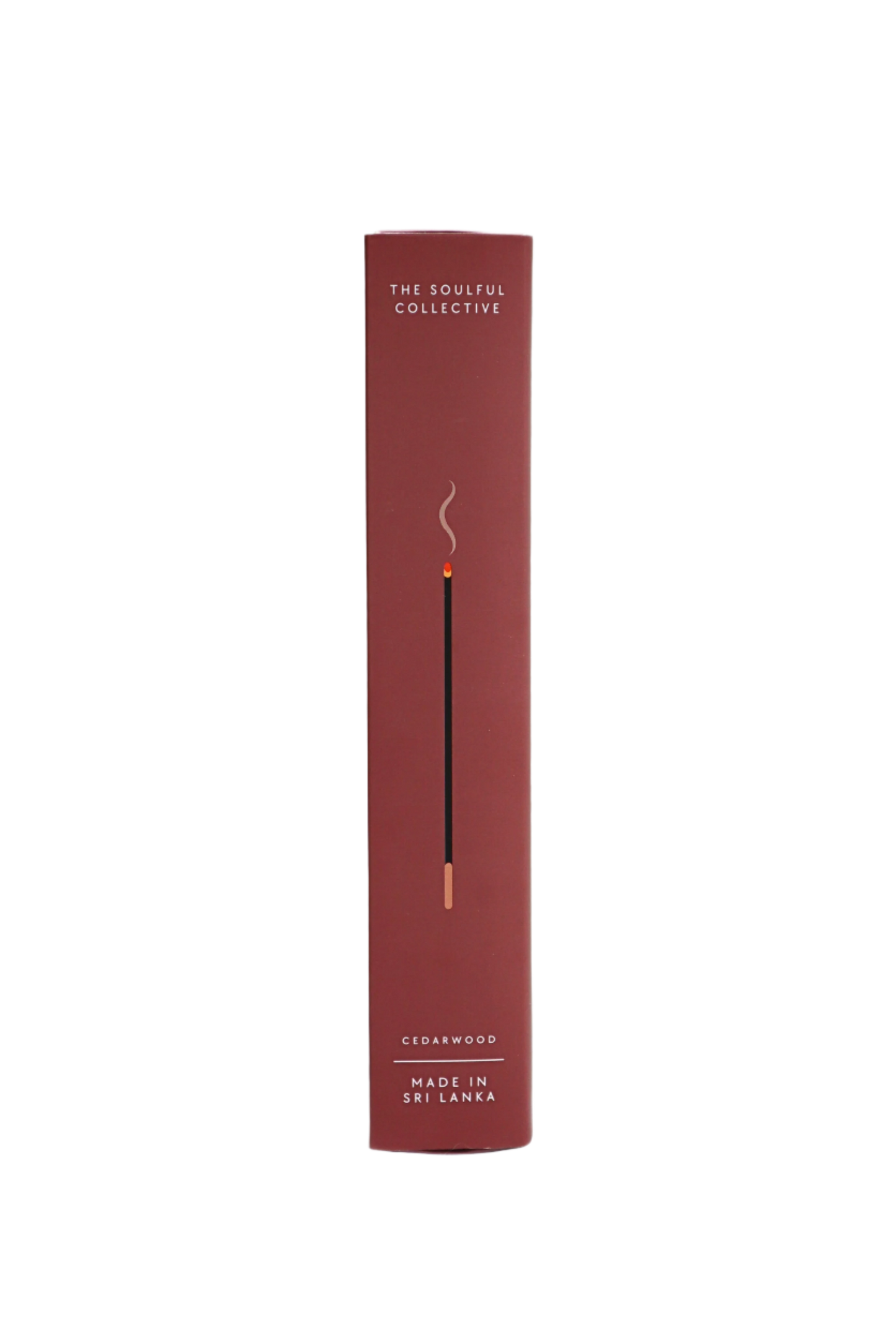 Cedarwood incense stick packaging with 'The Soulful Collective' branding on a white background
