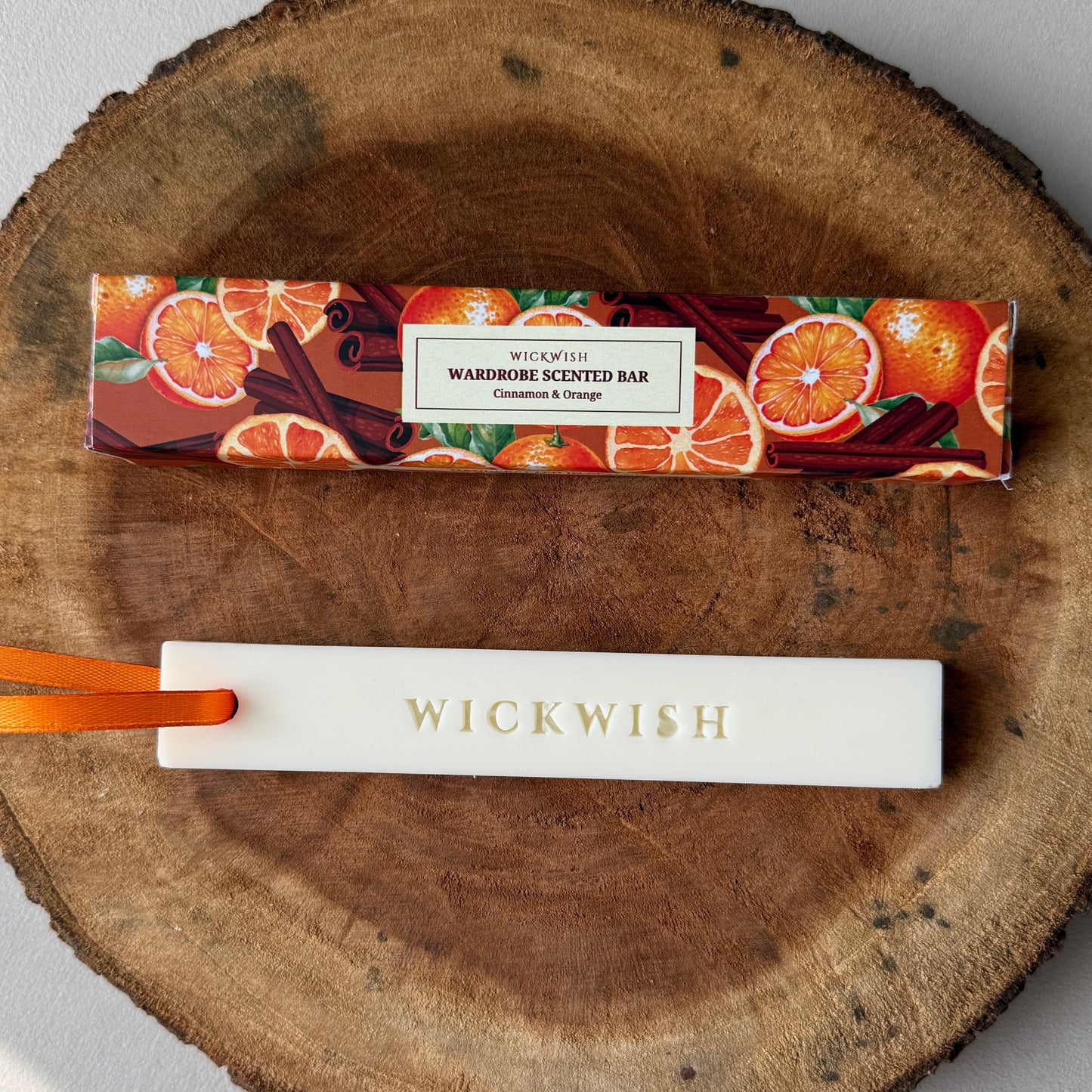WickWish Scented Wardrobe Bar - Orange & Cinnamon