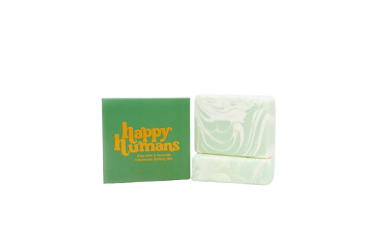 Happy Humans Gift Set - Aloe Vera & Avocado Bathing Bar, Berry Hot Strawberry Lip Balm and Vanilla Body Oil