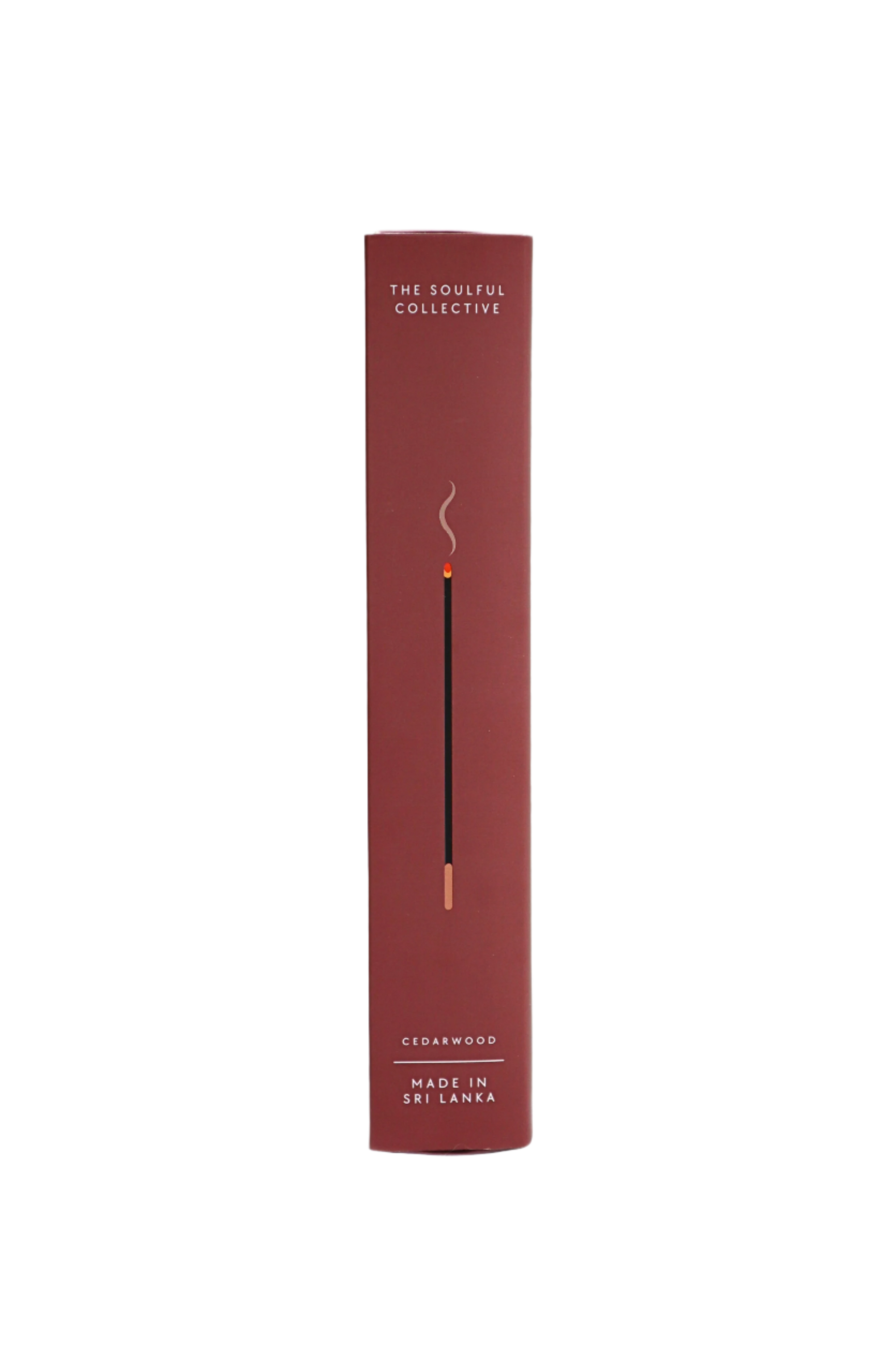 Cedarwood incense stick packaging with 'The Soulful Collective' branding on a white background