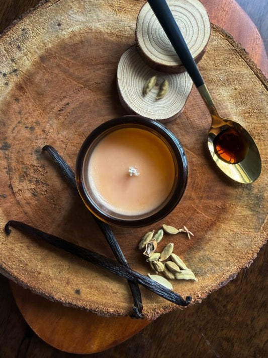 WickWish Cardamom, Cedarwood & Vanilla Coconut Soy Wax Candle – 100g